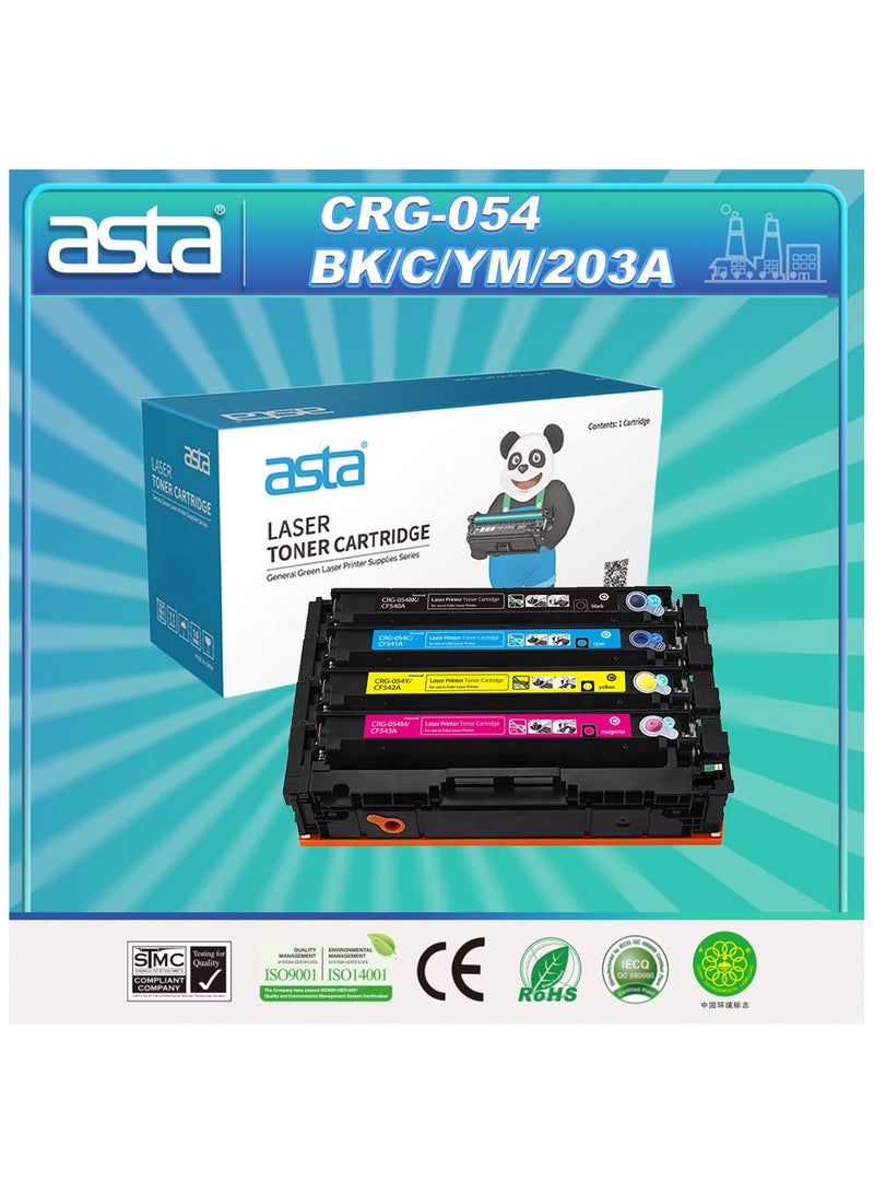 استا خرطوشة حبر ASTA 203A CF540A CF541A CF542A CF543A متوافقة مع طابعة ليزر جيت برو M254nw M254dw MFP M280nw M281fdn M281fdw 203 540A 541A 542A 543A - Image 1